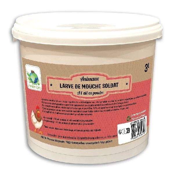 Insectes Séchés à Picorer Pour Poules Larves De Mouche Soldat à L’ail Seau 3L - Prefor 3 Insectes Séchés à Picorer Pour Poules Larves De Mouche Soldat à L’ail Seau 3L - Prefor