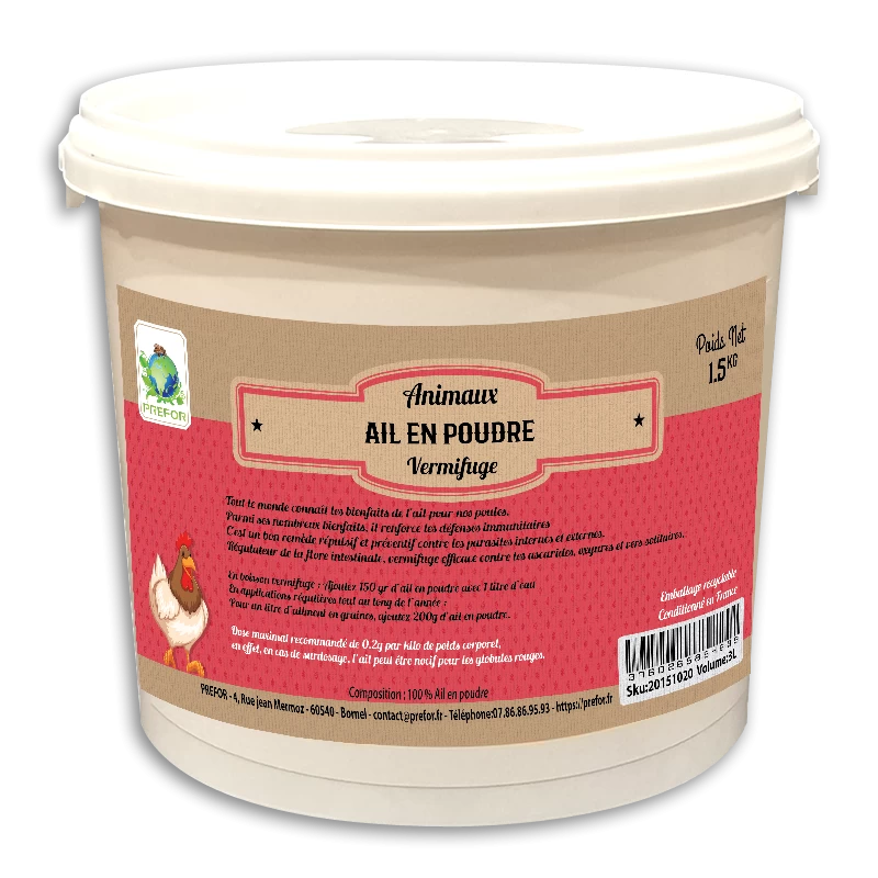 Ail En Poudre Poule Seau 1,5kg - Prefor 3 Ail En Poudre Poule Seau 1,5kg - Prefor