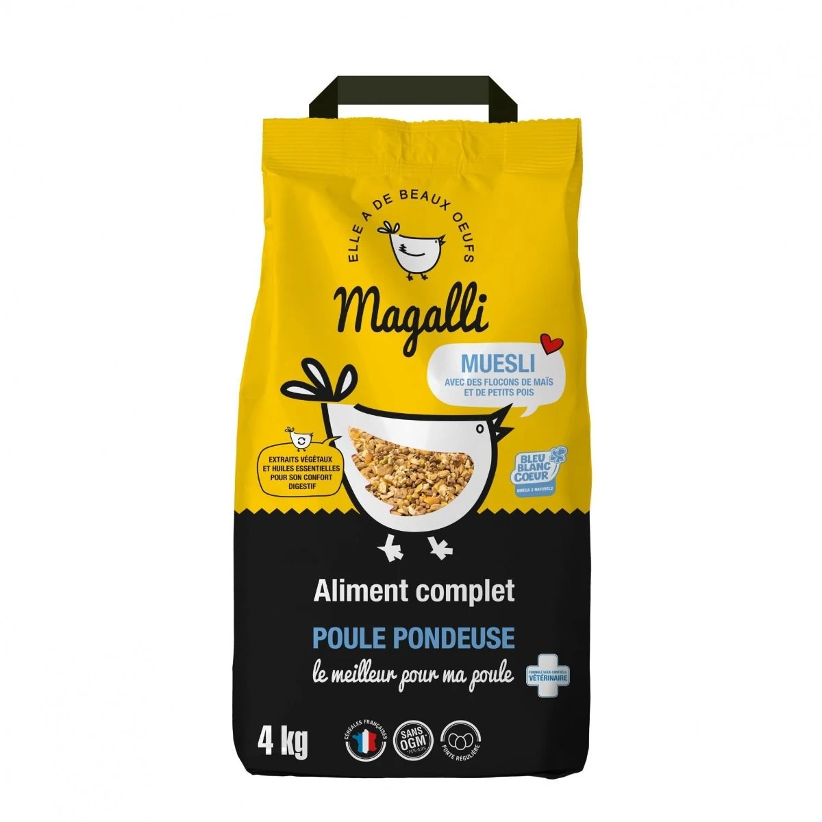 Mélange Poule Pondeuse Muesli Bleu-blanc-cœur 4kg - Magalli 3 Mélange Poule Pondeuse Muesli Bleu-blanc-cœur 4kg - Magalli
