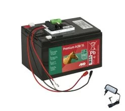 AKO Batterie Premium AGM 12V 15Ah Avec Bloc Alimentation