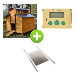 Kit Poulailler Farmer XL 6 à 10 Poules Bois FSC Avec Portier Zen Farm Autonome Et Trappe Taille Medium