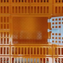 Cage Transport Petites Volailles 67x45x15cm 2 Portes Orange Et Blanche -Fournitures De Volaille cage transport volailles 67x45x15 aytav detail dessus ouverte
