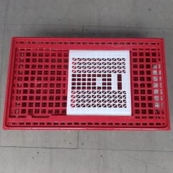 Cage Transport Poules Et Volailles 77x57x27cm 2 Portes Rouge Et Blanche -Fournitures De Volaille cage transport volailles 77x57x27 aytav dessus fermee