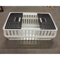 Cage Transport Poules Et Volailles Conique 80x50x30cm 1 Porte Noire Et Blanche -Fournitures De Volaille cage transport volailles conique 80x50x30 aytav cote ouverte
