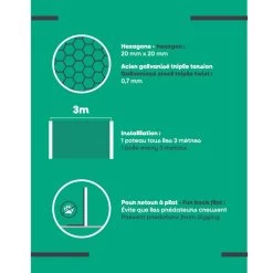 Grillage Poulailler Acier Galvanisé à Chaud Triple Torsion 10m X 50cm épaisseur 0,7 Mm -Fournitures De Volaille etiquette grillage zen farm 10x0.5