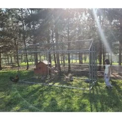 Volière Poule - Enclos Lapin Et Chat - 8m² 4x2x2,25m - Ø32mm Acier Galvanisé -Fournitures De Volaille grand enclos poulailler parc grillage 2x4x2 25m cote gauche plan large