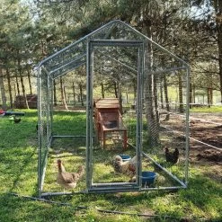 Volière Poule - Enclos Lapin Et Chat - 8m² 4x2x2,25m - Ø32mm Acier Galvanisé -Fournitures De Volaille grand enclos poulailler parc grillage 2x4x2 25m face avant 1