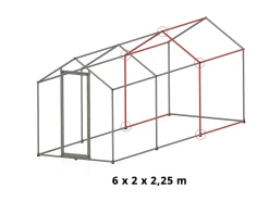 Volière Poule - Enclos Lapin Et Chat - 12m² 6x2x2,25m - Ø32mm Acier Galvanisé -Fournitures De Volaille grand enclos poulailler parc grillage 2x6x2 25m schema