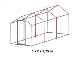 Extension 4m² Tubes 32mm 2x2m - Pour Enclos Poulailler 4x2x2,25m - Acier Galvanisé -Fournitures De Volaille grand enclos poulailler parc grillage 2x6x2 25m schema 1