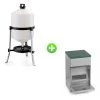Kit Abreuvoir Plastique 30L à Pieds Et Mangeoire Anti Nuisible Rooster 10Kg Poule