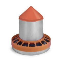 Kit Mangeoire Galvanisée Poule Avec Couvercle Et Anneau Anti Gaspillage 5Kg - Gaun
