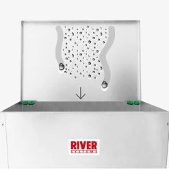 Mangeoire Poule Anti Nuisible Alma Basica En Tôle Galvanisée 11L - River Systems -Fournitures De Volaille mangeoire anti nuisible alma basica 11l river systems couvercle detail 1