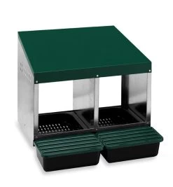 Nid Pondoir Poule 2 Compartiments Avec Cuvettes Fond Plastique