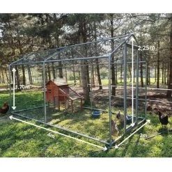Volière Poule - Enclos Lapin Et Chat - 8m² 4x2x2,25m - Ø32mm Acier Galvanisé -Fournitures De Volaille p001 dimensions