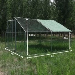 Volière Poule - Enclos Lapin Et Chat - 16m² 4x4x2,8m - Ø38mm Acier Galvanisé -Fournitures De Volaille p007 dimensions