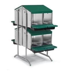 Pieds Pour Nid Pondoir 2 étages 2 Faces - Gaun -Fournitures De Volaille pieds pour pondoir gaun 2 etages 2 faces avec pondoirs 2 compartiments fond plastique