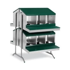 Pieds Pour Nid Pondoir 2 étages 2 Faces - Gaun -Fournitures De Volaille pieds pour pondoir gaun 2 etages 2 faces avec pondoirs 3 compartiments fond metal