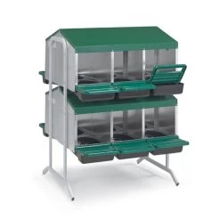 Pieds Pour Nid Pondoir 2 étages 2 Faces - Gaun -Fournitures De Volaille pieds pour pondoir gaun 2 etages 2 faces avec pondoirs 3 compartiments fond plastique