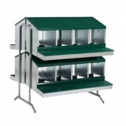 Pieds Pour Nid Pondoir 2 étages 2 Faces - Gaun -Fournitures De Volaille pieds pour pondoir gaun 2 etages 2 faces avec pondoirs 4 compartiments fond metal