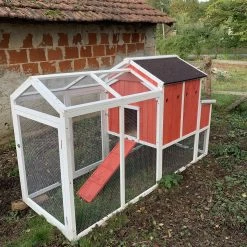 Poulailler Ardennais 6 à 8 Poules Toit Shingle -Fournitures De Volaille poulailler ardennais rouge 8 poules vue cote droit