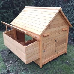 Poulailler Cémani XL Toit Bois 6 à 10 Poules 22 Poulailler Cémani XL Toit Bois 6 à 10 Poules -Fournitures De Volaille poulailler bois cemani xl 6 8 poules arriere ouvert