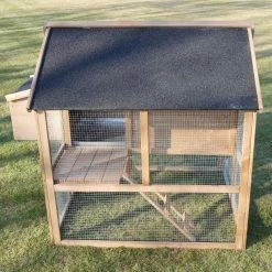 Poulailler Plymouth Toit Shingle Ouvrant 4 à 6 Poules Bois FSC Avec Extension Parc Grillagé -Fournitures De Volaille poulailler bois fsc plymouth 2 4 poules cote 2