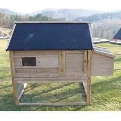 Poulailler Plymouth Toit Shingle Ouvrant 4 à 6 Poules Bois FSC Avec Extension Parc Grillagé -Fournitures De Volaille poulailler bois fsc plymouth 2 4 poules vue cote 2