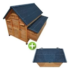 Poulailler Cémani XXL Toit Shingle Noir 10 à 15 Poules Avec 2 Pondoirs