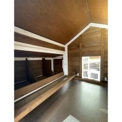 Poulailler Brahma Toit Shingle 6 à 8 Poules Bois FSC -Fournitures De Volaille poulailler brahma 6 8 poules vue interieur et pondoir