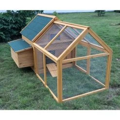 Poulailler Bassette L Toit Shingle Vert Jusqu'à 6 Poules Avec Extension Parc Grillagé