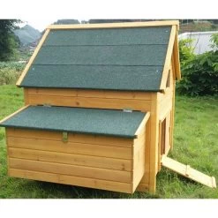 Poulailler Bassette L Toit Shingle Vert Jusqu'à 6 Poules Avec Extension Parc Grillagé -Fournitures De Volaille poulailler cemani vue cote pondoir 1