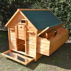 Poulailler Cémani XXL Toit Shingle Vert 10 à 15 Poules -Fournitures De Volaille poulailler challans 10 15 poules vert tiroir ouvert