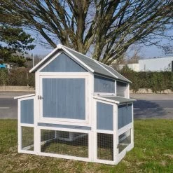 Poulailler Deluxe Bleu Toit Shingle Gris Jusqu’à 12 Poules 23 Poulailler Deluxe Bleu Toit Shingle Gris Jusqu’à 12 Poules -Fournitures De Volaille poulailler deluxe 12 poules bleu vue dos