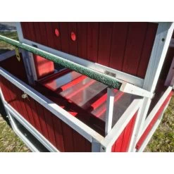 Poulailler Deluxe Rouge Toit Shingle Vert Jusqu’à 12 Poules V3.0 -Fournitures De Volaille poulailler deluxe rouge toit vert 12 poules ouverture pondoir