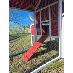 Poulailler Deluxe Rouge Toit Shingle Vert Jusqu’à 12 Poules V3.0 -Fournitures De Volaille poulailler deluxe rouge toit vert 12 poules vue enclos gauche