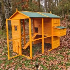 Poulailler Gaulois II Toit Shingle Jusqu’à 10 Poules Avec Extension Parc Grillagé -Fournitures De Volaille poulailler gaulois ii 4 a 6 poules cote pondoir porte ouverte 1 1