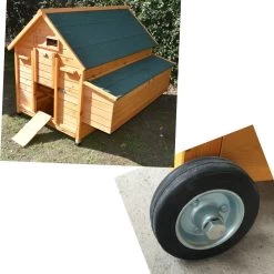 Poulailler Mobile Cémani XXL Toit Shingle Vert 10 à 15 Poules Avec Roulettes