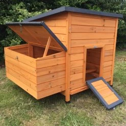 Poulailler Sussex L Toit Shingle Noir Ouvrant 4 à 6 Poules Bois FSC -Fournitures De Volaille poulailler sussex profil avant ouvert 1