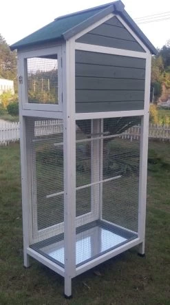 Volière Oiseaux En Bois Avec Toit Shingle Inséparable Bleue Et Blanche 14 Volière Oiseaux En Bois Avec Toit Shingle Inséparable Bleue Et Blanche -Fournitures De Volaille voliere inseparable 2