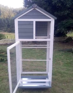 Volière Oiseaux En Bois Avec Toit Shingle Inséparable Bleue Et Blanche 17 Volière Oiseaux En Bois Avec Toit Shingle Inséparable Bleue Et Blanche -Fournitures De Volaille voliere inseparable 6